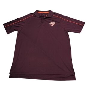 Virginia Tech University VT Polo Shirt, Chiliwear, Burgundy Short Sleeves Size L